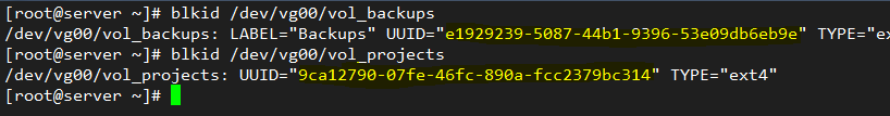 Averiguar el UUID de un sistema de archivos para utilizarlo en /etc/fstab