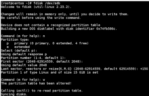 Crear una nueva partición primaria con fdisk