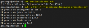Ejemplos con awk: comparación de cantidades
