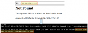 Visualización del log de error luego de haber realizado la configuración de Apache