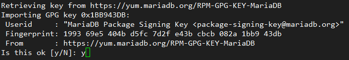 Agregar la clave GPG para aceptar los paquetes de uno de los repositorios en CentOS