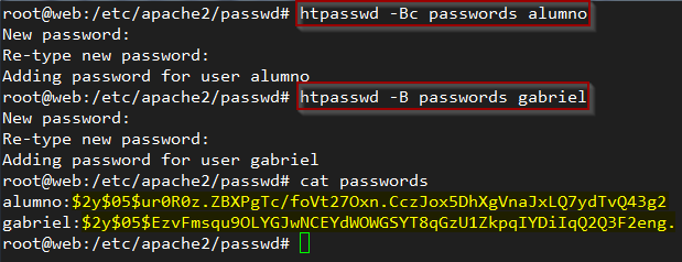 Uso de htpasswd para crear pares de usuarios y contraseñas para autenticación