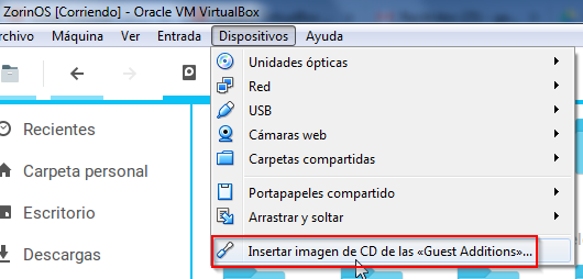 Instalar las VirtualBox Guest Additions