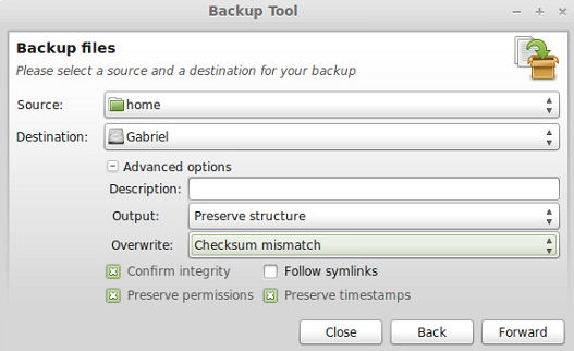 Hacer backups en Linux Mint: lista de archivos