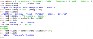 Ejemplos del uso de split y join
