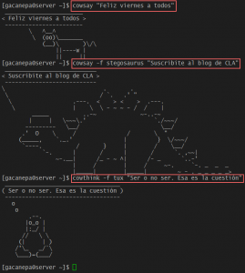 Usar cowsay en Linux para mostrar diferentes figuras con mensajes