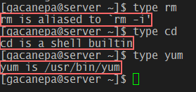 Usar type en Linux