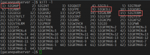 Las distintas señales que pueden utilizarse con el comando kill