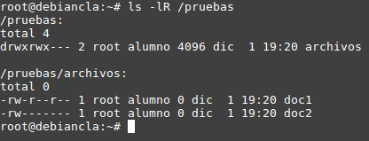 Preparación del esquema de trabajo para borrar archivos en Linux