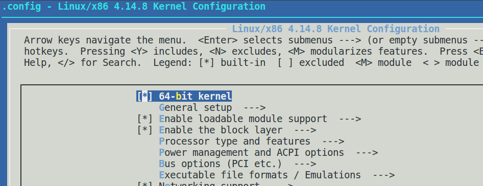 Configurar el kernel con make menuconfig