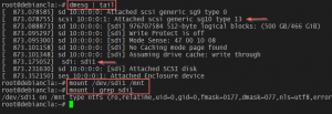 Uso de dmesg para identificar un nuevo dispositivo de almacenamiento agregado al sistema